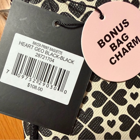 NANETTE LEPORE Fiona Logo Heart Geo Baguette Black Bag w/ Card Wallet Set - Picture 14 of 15